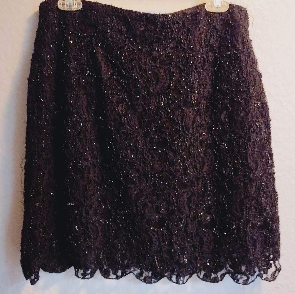 I.N.C Elegant Black Lace Beaded Skirt